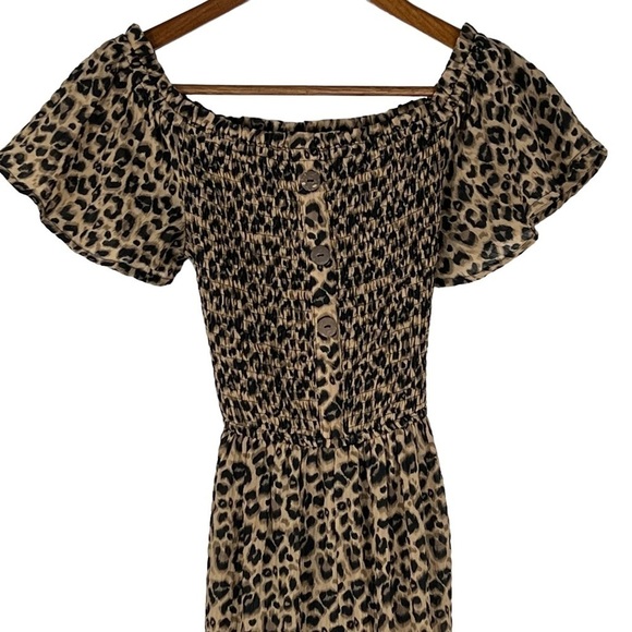 ODDY ANIMAL PRINT BALLOON SLEEVE MAXI ROMPER WITH TIE FOR A MORE FITTED LOOK - Picture 3 of 13